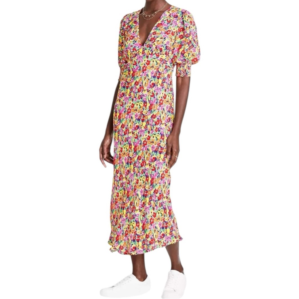 Rico x Target Women’s Puff Sleeve V Neck Floral Midi Dress Sz 2